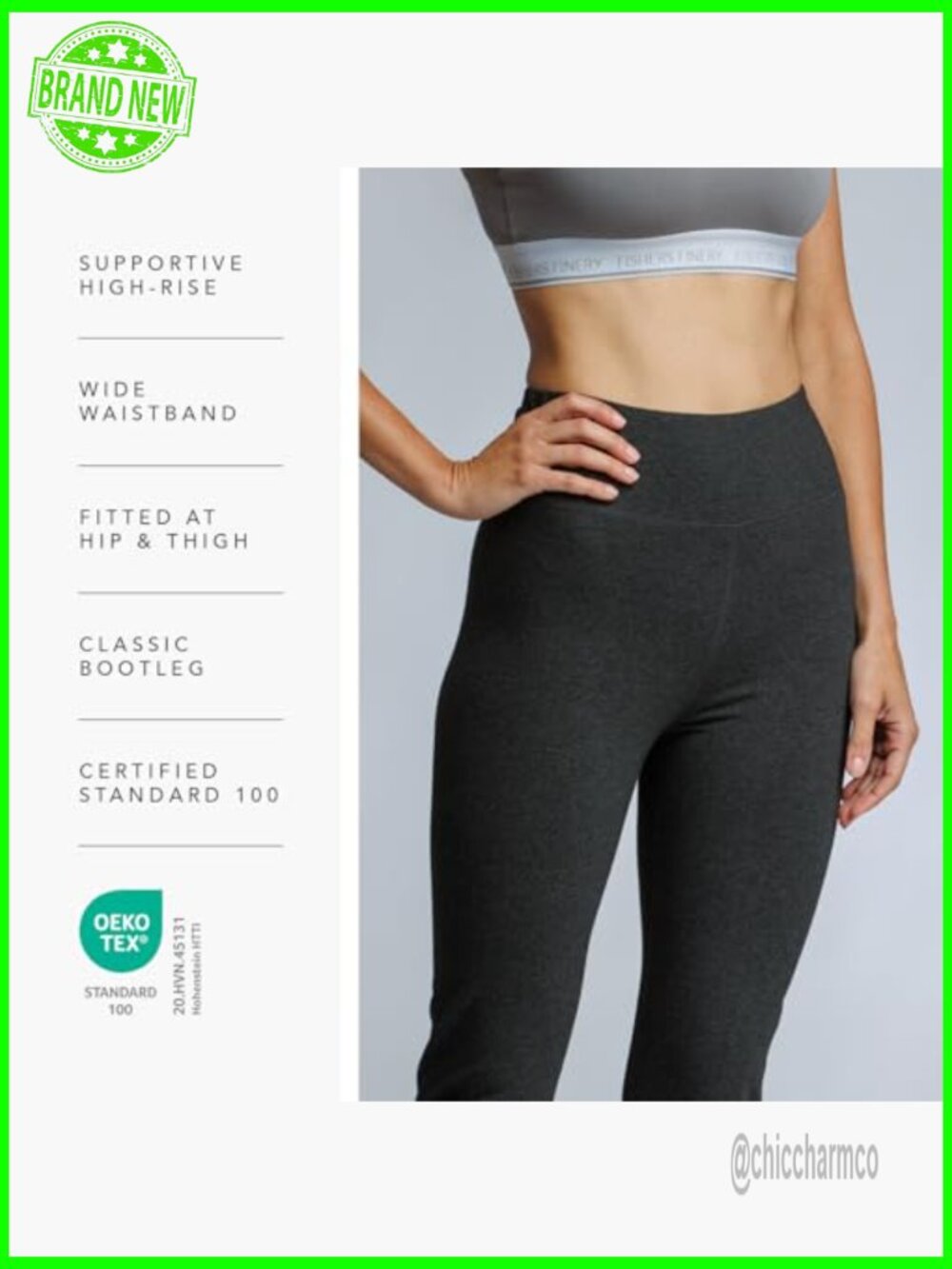 High Waisted Bootcut Yoga Pants, Ecofabric, Athletic Leggings, Comfy Fit - Picture 2 of 7